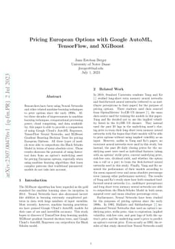 Pricing European Options with Google AutoML, TensorFlow, and XGBoost