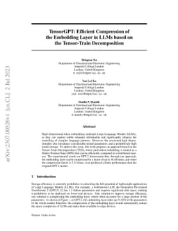 TensorGPT: Efficient Compression of the Embedding Layer in LLMs based on
  the Tensor-Train Decomposition