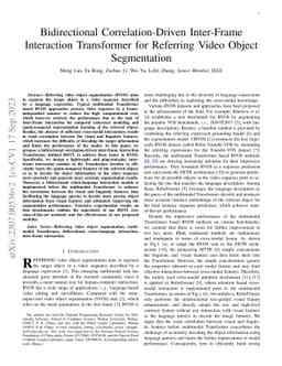 Bidirectional Correlation-Driven Inter-Frame Interaction Transformer for
  Referring Video Object Segmentation