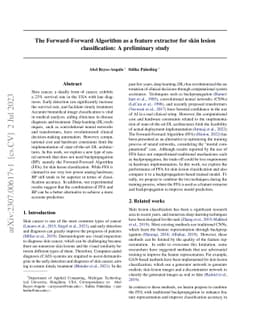 The Forward-Forward Algorithm as a feature extractor for skin lesion
  classification: A preliminary study