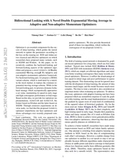Bidirectional Looking with A Novel Double Exponential Moving Average to
  Adaptive and Non-adaptive Momentum Optimizers
