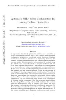 Automatic MILP Solver Configuration By Learning Problem Similarities