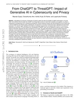 From ChatGPT to ThreatGPT: Impact of Generative AI in Cybersecurity and
  Privacy
