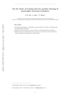 On the choice of training data for machine learning of geostrophic
  mesoscale turbulence