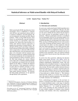 Statistical Inference on Multi-armed Bandits with Delayed Feedback