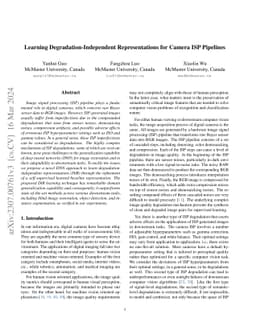 Learning Degradation-Independent Representations for Camera ISP
  Pipelines