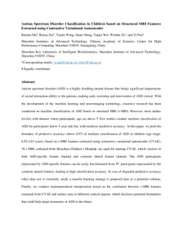 Autism Spectrum Disorder Classification with Interpretability in Children based on Structural MRI Features Extracted using Contrastive Variational Autoencoder