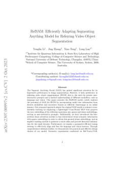 RefSAM: Efficiently Adapting Segmenting Anything Model for Referring
  Video Object Segmentation
