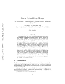 Pareto optimal proxy metrics