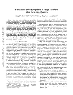 Cross-modal Place Recognition in Image Databases using Event-based
  Sensors