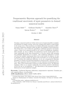Nonparametric Bayesian approach for quantifying the conditional
  uncertainty of input parameters in chained numerical models