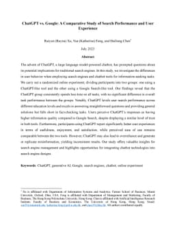 ChatGPT vs. Google: A Comparative Study of Search Performance and User
  Experience