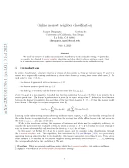 Online nearest neighbor classification