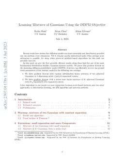 Learning Mixtures of Gaussians Using the DDPM Objective