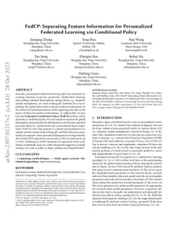 FedCP: Separating Feature Information for Personalized Federated
  Learning via Conditional Policy