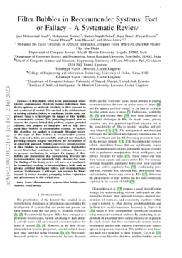 Filter Bubbles in Recommender Systems: Fact or Fallacy -- A Systematic
  Review