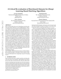 A Critical Re-evaluation of Benchmark Datasets for (Deep) Learning-Based
  Matching Algorithms