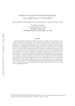 Adaptive Principal Component Regression with Applications to Panel Data