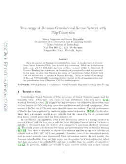 Free energy of Bayesian Convolutional Neural Network with Skip
  Connection