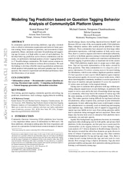 Modeling Tag Prediction based on Question Tagging Behavior Analysis of
  CommunityQA Platform Users