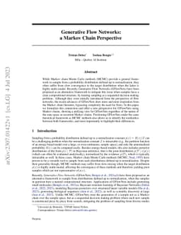 Generative Flow Networks: a Markov Chain Perspective