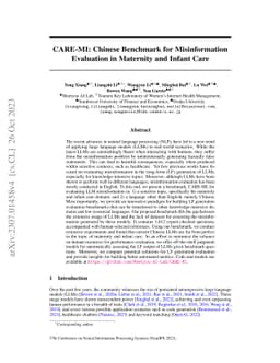 CARE-MI: Chinese Benchmark for Misinformation Evaluation in Maternity
  and Infant Care