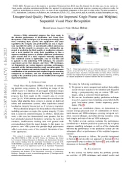 Unsupervised Quality Prediction for Improved Single-Frame and Weighted
  Sequential Visual Place Recognition