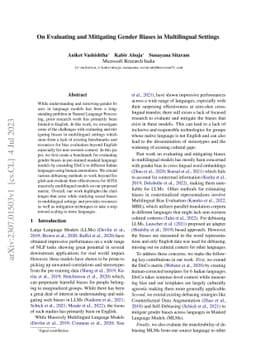On Evaluating and Mitigating Gender Biases in Multilingual Settings