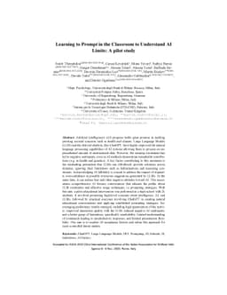 Learning to Prompt in the Classroom to Understand AI Limits: A pilot
  study