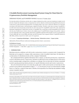 A Scalable Reinforcement Learning-based System Using On-Chain Data for
  Cryptocurrency Portfolio Management
