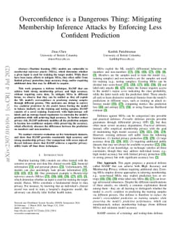 Overconfidence is a Dangerous Thing: Mitigating Membership Inference
  Attacks by Enforcing Less Confident Prediction