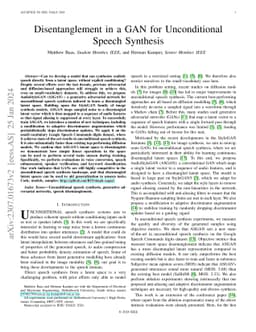 Disentanglement in a GAN for Unconditional Speech Synthesis