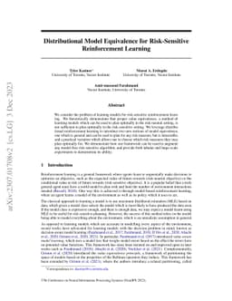 Distributional Model Equivalence for Risk-Sensitive Reinforcement
  Learning