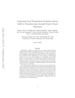 Capturing Local Temperature Evolution during Additive Manufacturing
  through Fourier Neural Operators