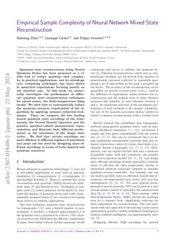Empirical Sample Complexity of Neural Network Mixed State Reconstruction