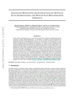 Advancing Wound Filling Extraction on 3D Faces: Auto-Segmentation and
  Wound Face Regeneration Approach