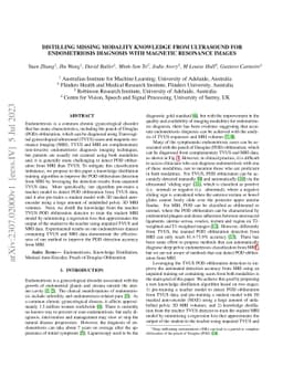 Distilling Missing Modality Knowledge from Ultrasound for Endometriosis
  Diagnosis with Magnetic Resonance Images