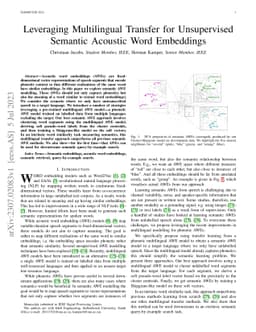 Leveraging multilingual transfer for unsupervised semantic acoustic word
  embeddings