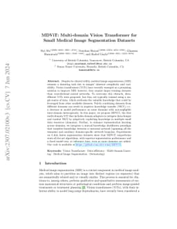 MDViT: Multi-domain Vision Transformer for Small Medical Image
  Segmentation Datasets
