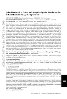Joint Hierarchical Priors and Adaptive Spatial Resolution for Efficient
  Neural Image Compression