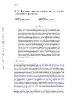 LLQL: Logistic Likelihood Q-Learning for Reinforcement Learning