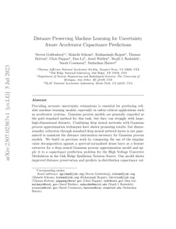 Distance Preserving Machine Learning for Uncertainty Aware Accelerator
  Capacitance Predictions