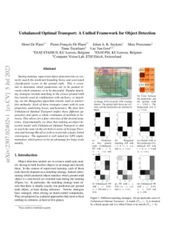Unbalanced Optimal Transport: A Unified Framework for Object Detection