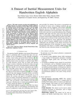 A Dataset of Inertial Measurement Units for Handwritten English
  Alphabets