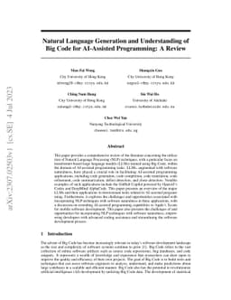 Natural Language Generation and Understanding of Big Code for
  AI-Assisted Programming: A Review