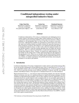 Conditional independence testing under misspecified inductive biases
