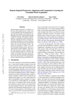 Human Inspired Progressive Alignment and Comparative Learning for
  Grounded Word Acquisition