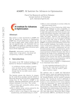 AI4OPT: AI Institute for Advances in Optimization