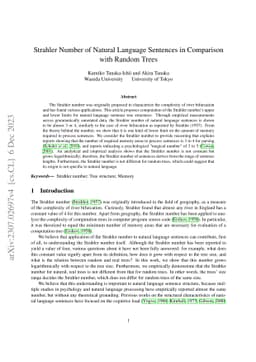 Strahler Number of Natural Language Sentences in Comparison with Random
  Trees