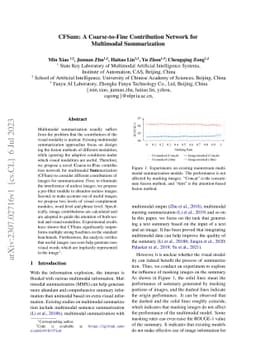 CFSum: A Coarse-to-Fine Contribution Network for Multimodal
  Summarization